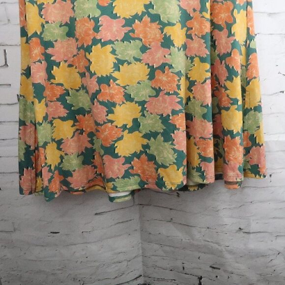 LULAROE MULTI FALL FLORAL SHORT SLEEVE ROUND NECK TUNIC TOP SIZE XXS - Picture 7 of 10